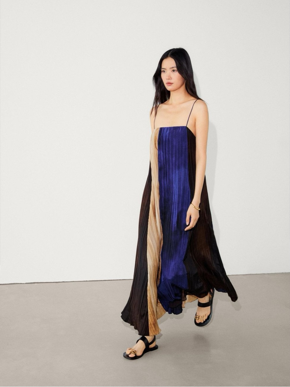 NWOT - Massimo Dutti pleated maxi dress, size XS